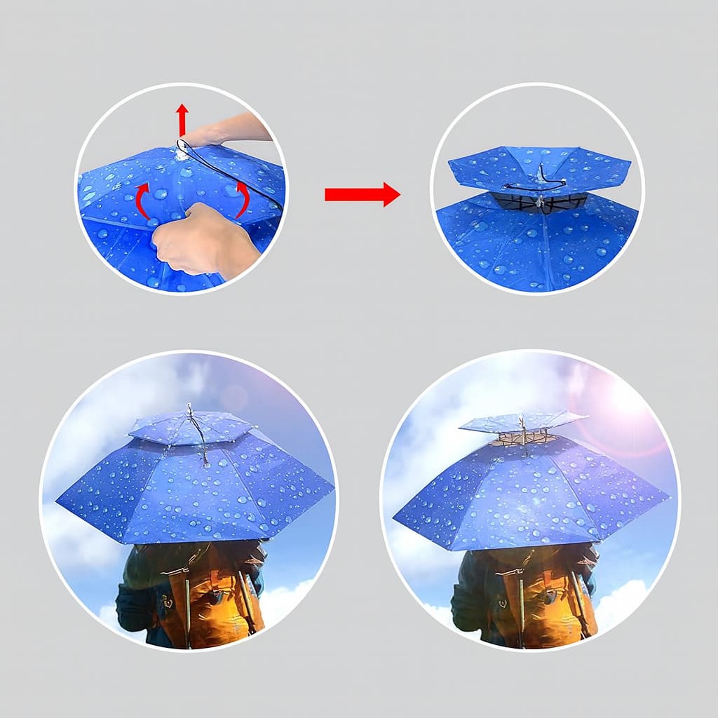 2X1 Paraguas Tipo Sombrero Multipropósito - Manos Libres