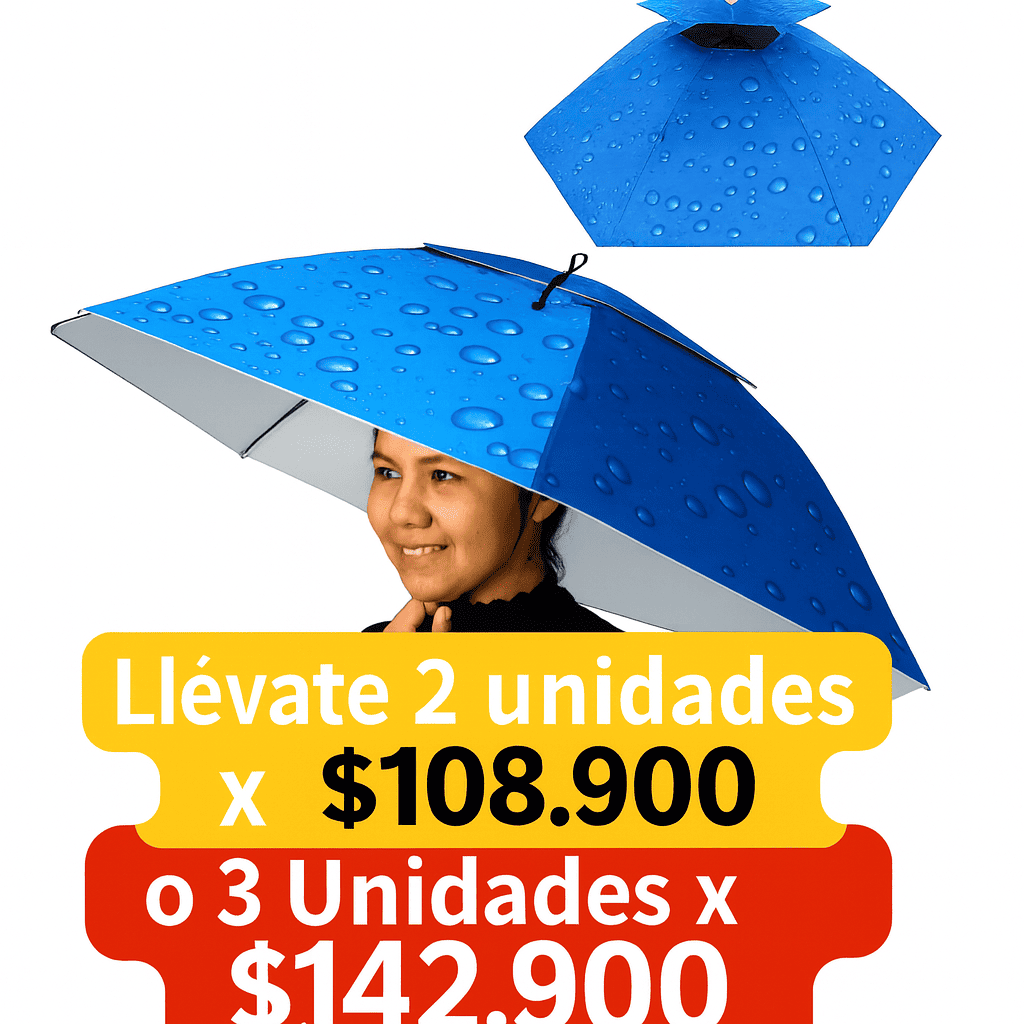 2X1 Paraguas Tipo Sombrero Multipropósito - Manos Libres