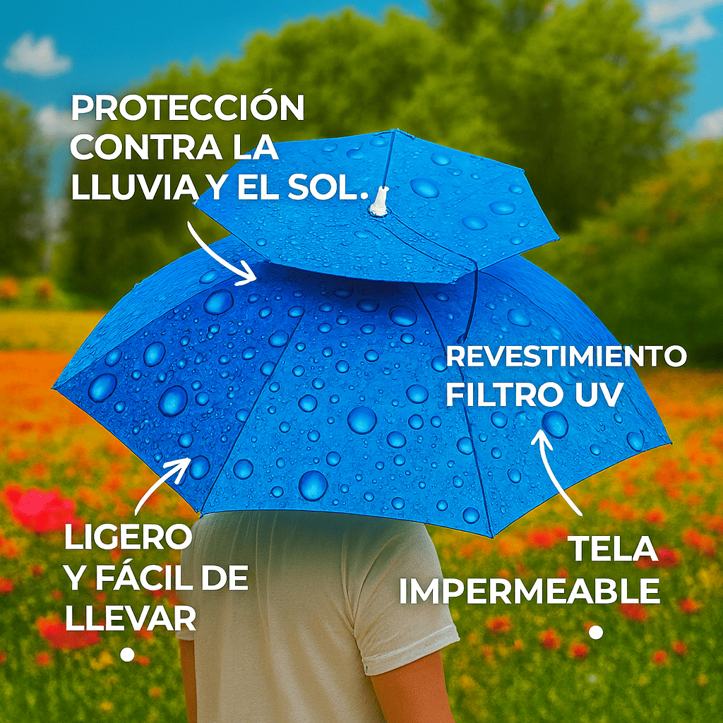 2X1 Paraguas Tipo Sombrero Multipropósito - Manos Libres